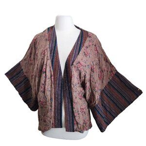 Tassels N Lace kimono sz Small Boho peasant Largenlook Art to Wear Floral Cotton